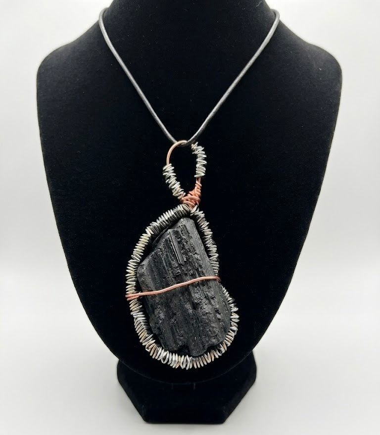Black Monolith - Tourmaline and Hematite Amulet Pendant