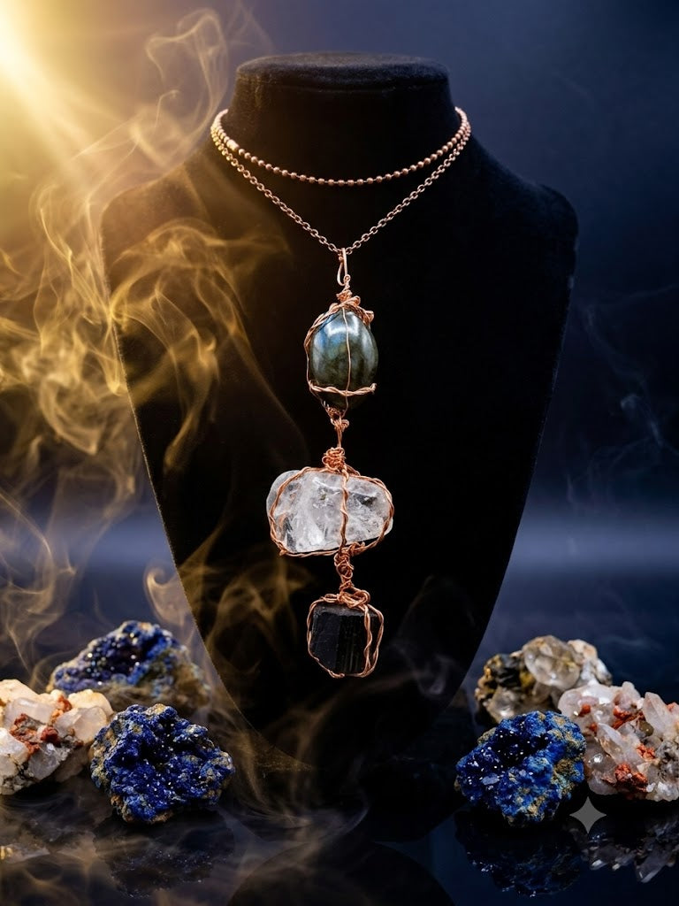 Pillar of Presence - Labradorite, Black Tourmaline, Clear Quartz