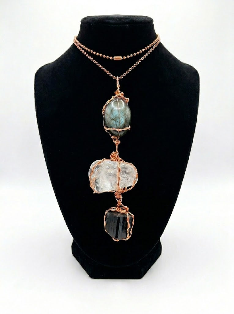 Pillar of Presence - Labradorite, Black Tourmaline, Clear Quartz